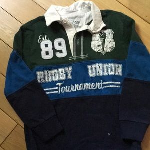 Long sleeved boys rugby shirt - blue and green